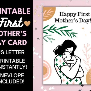 Tarjeta imprimible para el primer día de la madre / Regalos para el primer día de la madre / Tarjeta imprimible personalizada para el día de la madre / Saludo del día de la madre para hija