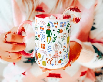 Tazza Schiaccianoci, tazza natalizia, tazza da caffè da 15 once, grande tazza da caffè natalizia, tazza natalizia per bambini, caffè rosa natalizio, schiaccianoci