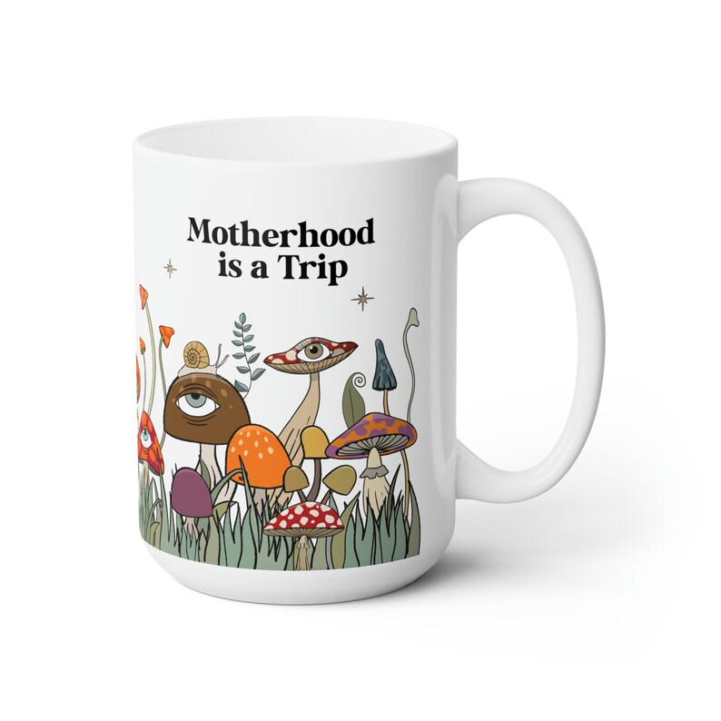 Large Mushroom mug 15oz, Mothers day mug, magic mushroom large coffee mug for mom, mom coffee mug funny, ceramic mushroom mug image 4