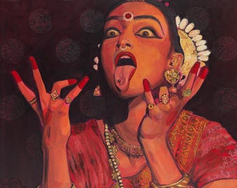 Goddess Kali Power Wall Art South Asian Art Pakistani Art Indian Painting Indian Wall Art Desi India Artwork Indian Canvas Indian Decor
