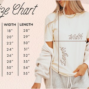 May include: Size chart for a t-shirt with measurements in inches for width and length. Sizes include S, M, L, XL, 2XL, 3XL, 4XL, and 5XL.