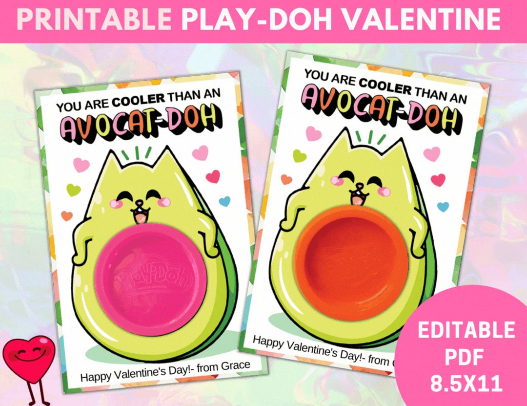 Playdoh Valentine Printable, Classroom Valentines, Printable Valentine ...