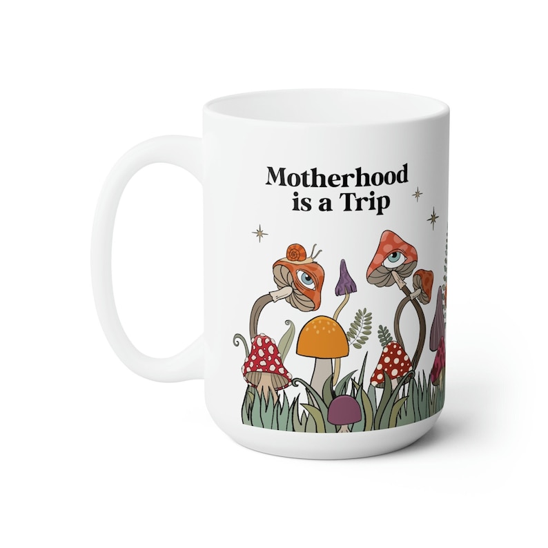 Large Mushroom mug 15oz, Mothers day mug, magic mushroom large coffee mug for mom, mom coffee mug funny, ceramic mushroom mug image 6