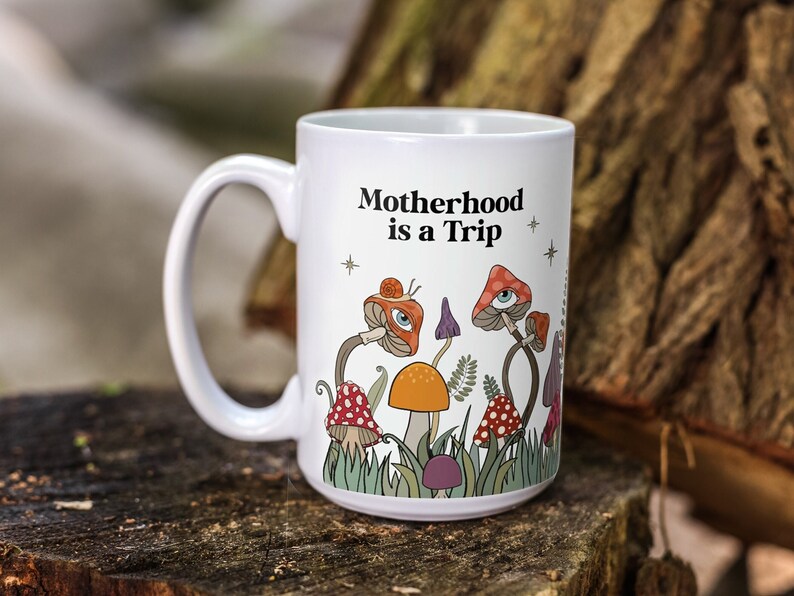 Large Mushroom mug 15oz, Mothers day mug, magic mushroom large coffee mug for mom, mom coffee mug funny, ceramic mushroom mug image 2