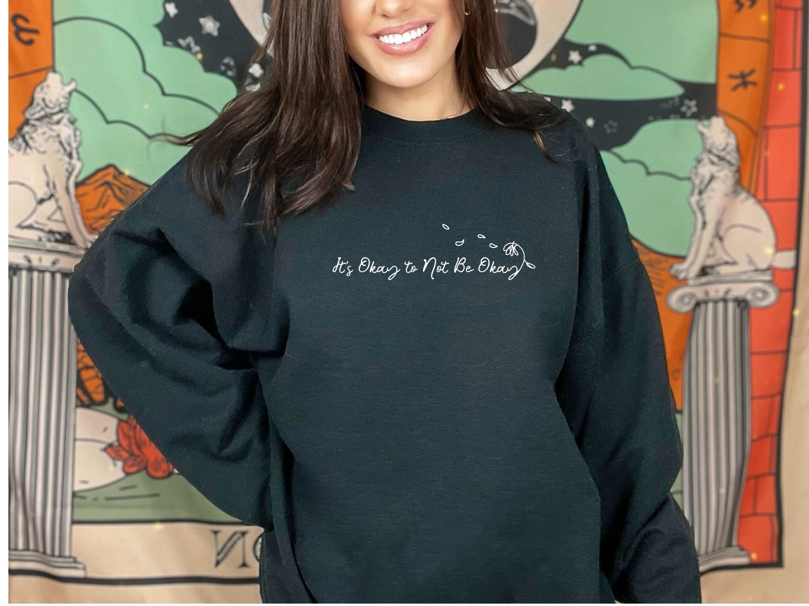 Its OK to Not Be OK Embroidered Crewneck Mental Health - Etsy