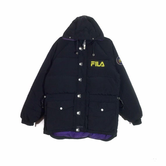 Vintage 90s Black Fila Embroidered Spellout Zipper