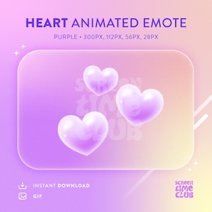 Fliegendes lila Herz Animiertes Emote für Twitch, Kick, Discord, Youtube, Instant Download GIF