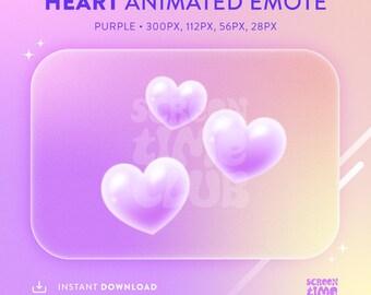 Flying Purple Heart Animated Emote for Streaming, Twitch, Kick, Discord, Youtube, Instant Download GIF