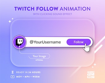 Custom Twitch Follow Button Animation, Youtube Video Intro Social Media Lower Thirds Overlay, Vtuber