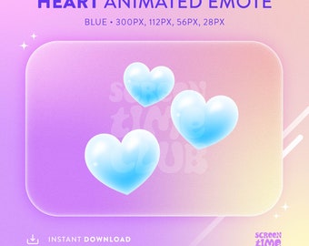 Flying Blue Heart Animated Emote for Streaming, Twitch, Kick, Discord, Youtube, Instant Download GIF