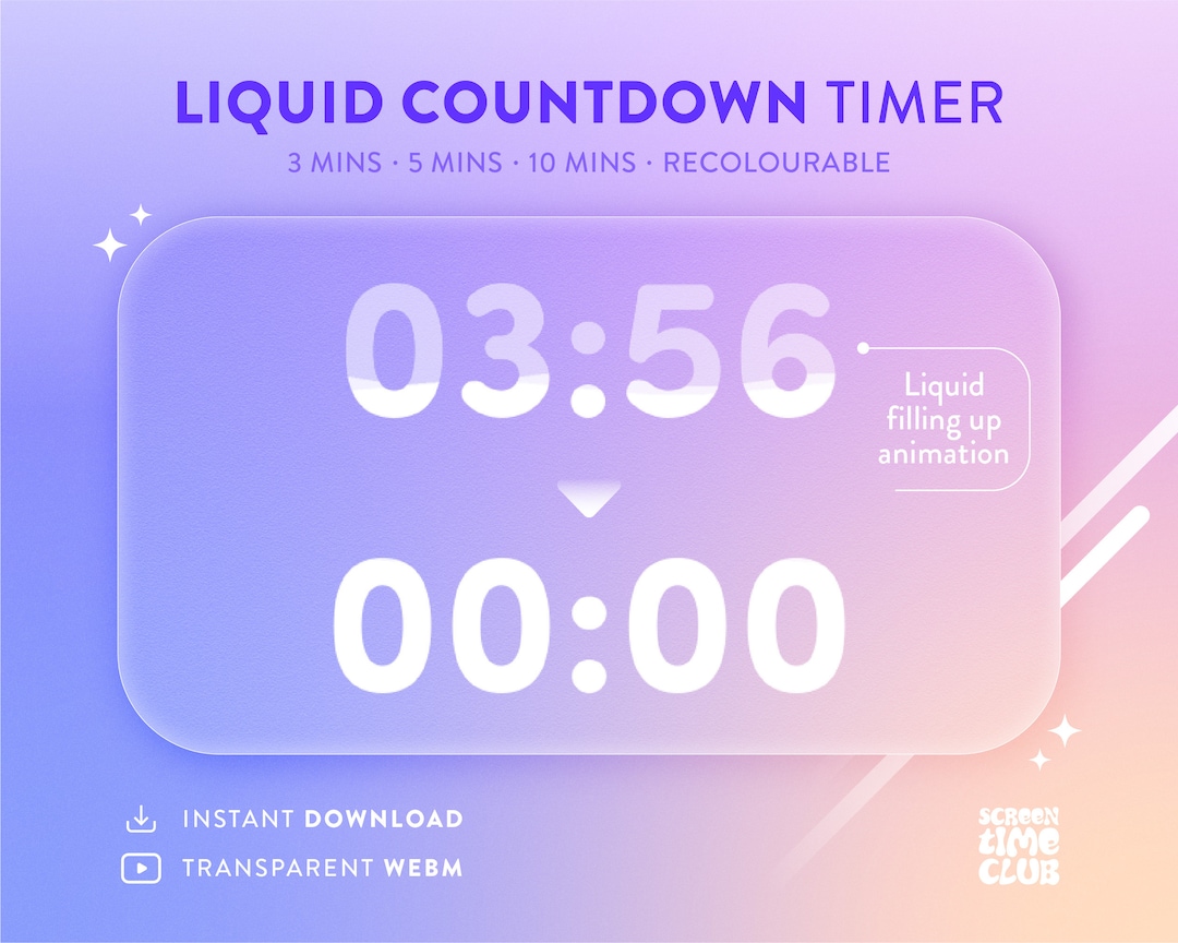 Liquid Countdown Timer Animation, Twitch/kick Stream Overlay (digital ...
