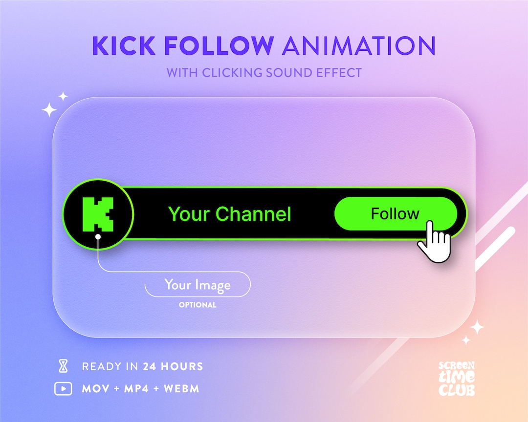 Custom Kick Follow Button Animation, Youtube Video Intro Social Media