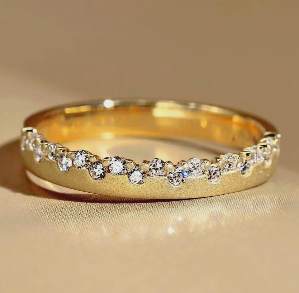 Half Eternity Moissanite Ring | Braided 14k Gold Wedding Band for Her ...