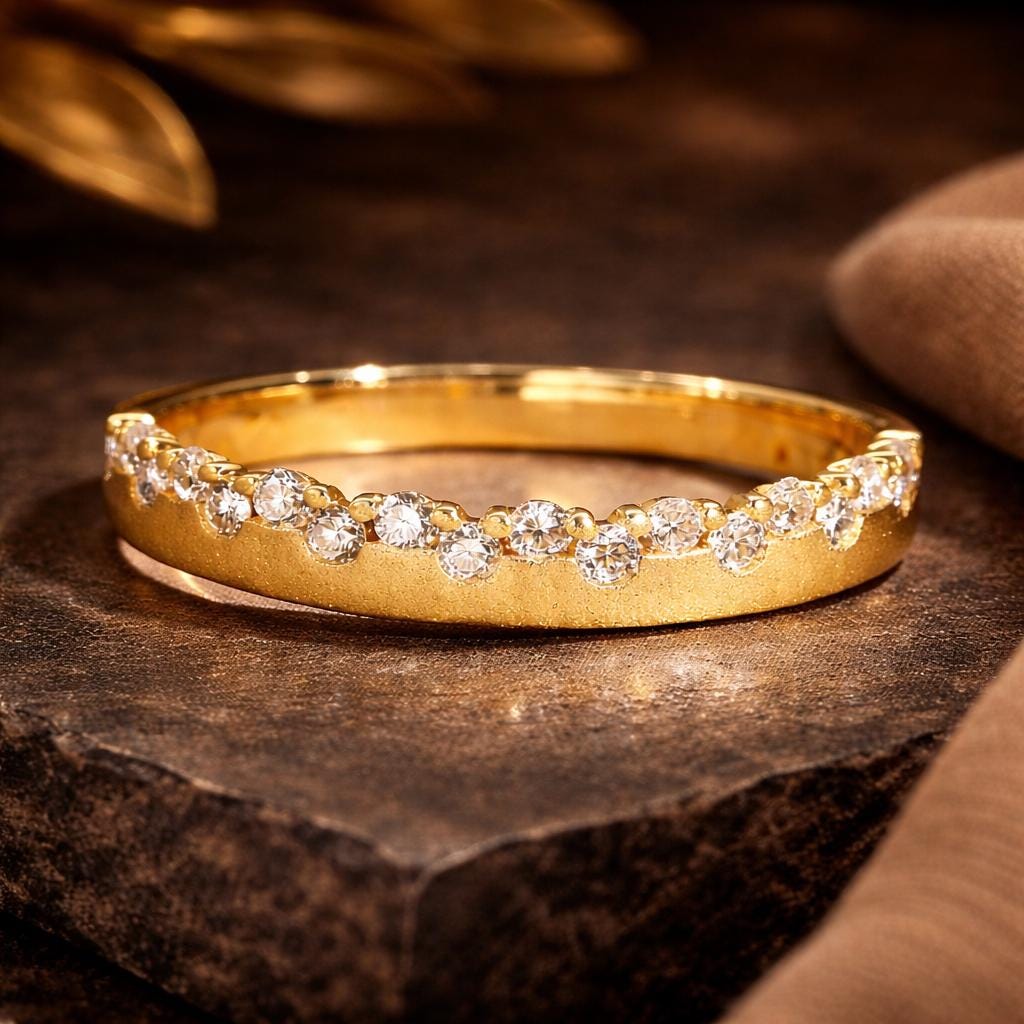 Half Eternity Moissanite Ring | Braided 14k Gold Wedding Band for Her ...