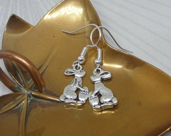 Easter rabbit earrings, Easter egg, silver, gift for her, accessories, ear wire, Easter earrings, bunny, jewellery, spring