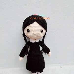 Crochet Wednesday Doll, Amigurumi Wednesday, Wednesday Keychain, Stuffed Wednesday, Handmade Amigurumi Wednesday Doll, Amigurumi Halloween
