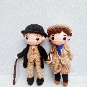 Sherlock Holmes Crochet Doll, Sherlock Holmes Crochet,  Watson Docter Crochet Doll , Famous People Amigurumi , Handmade Wool Toy for Kids