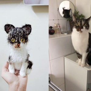 Chat au Crochet personnalisé, peluche chat personnalisé, Animal en peluche personnalisé, cadeau personnalisé pour animaux de compagnie, mémorial pour animaux de compagnie, cadeau de Noël pour les amoureux des chats