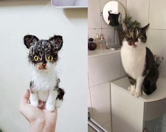 カスタムかぎ針編み猫、カスタム猫ぬいぐるみ、カスタムぬいぐるみ、パーソナライズされたペットギフト、ペットメモリアル、猫好きの方へのクリスマスギフト