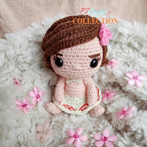 Baby Moana Crochet Doll, Handmade Moana Doll, Amigurumi Moana, Moana Keychain, Stuffed Plush Moana, Disney Princess Doll