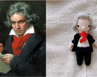 Beethoven Crochet Doll, Beethoven Amigurumi, Handmade Beethoven, Handmade Baby for Gift