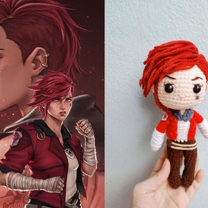 Crochet Arcane Vi Plush Doll, Criminal Character, LOL Stuffed Toy, Game Character Plushie