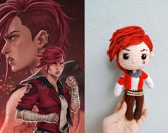 Crochet Arcane Vi Plush Doll, Criminal Character, LOL Stuffed Toy, Game Character Plushie