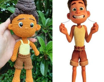 Crochet Luca Doll, Luca Paguro Doll, Amigurumi Luca, Luca Plush, Stuffed Luca, Sea Monster Crochet, Alberto Mermaid, Alberto doll , Cartoon