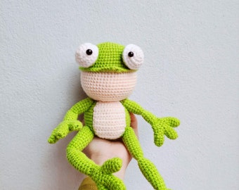 Crochet Frog Doll, Handmade Frog Doll, Amigurumi Frog Doll, Stuffed Plushies Frog, Soft Frog Doll, Stuffed Plush Animal