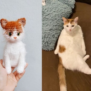 Chat au Crochet personnalisé, peluche chat personnalisé, Animal en peluche personnalisé, cadeau personnalisé pour animaux de compagnie, mémorial pour animaux de compagnie, cadeau de Noël pour les amoureux des chats