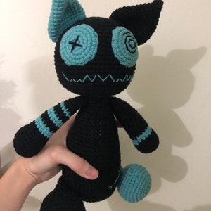 Zombie Cat, Crochet Teddy Bear, Crochet Voodoo Bunny, Voodoo Bear Crochet, Halloween Crochet Doll, Zombie Crochet Doll, Crochet Bunny Black