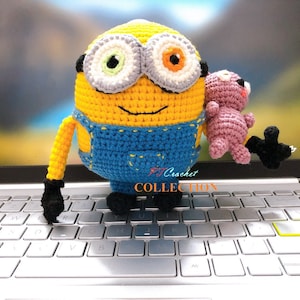 Bob Häkelpuppe, Handgemachte Minions Puppe, Verabscheuungswürdige Me, Amigurumi Minion, Gehäkelte Sammlerstücke, handgemachtes Wollspielchen für Kinder & Babys
