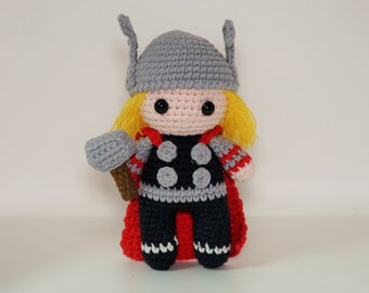 Thor Crochet Doll, Crochet Collectibles, Amigurumi, Handmade Wool Toy for Kids