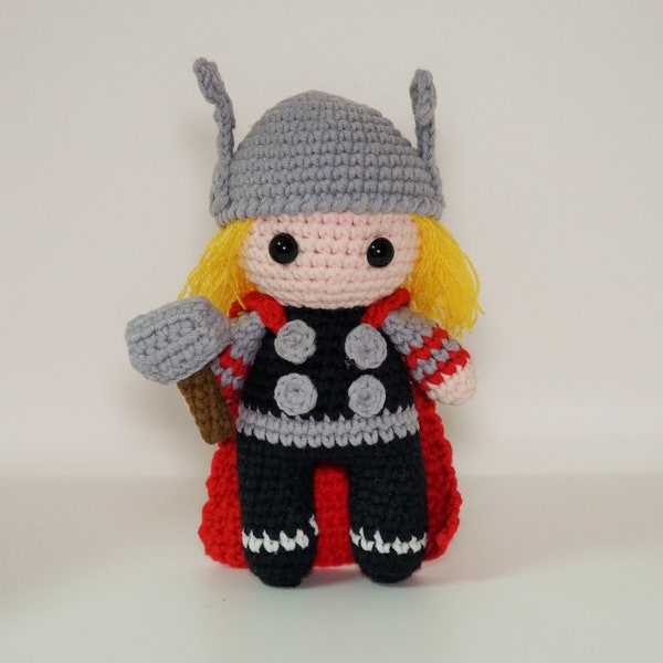 Thor Crochet Doll, Crochet Collectibles, Amigurumi, Handmade Wool Toy for Kids