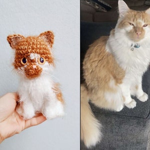 Chat au crochet personnalisé, peluche chat personnalisée, peluche personnalisée, cadeau personnalisé pour animal de compagnie, souvenir d'animal de compagnie, cadeau de Noël pour amoureux des chats
