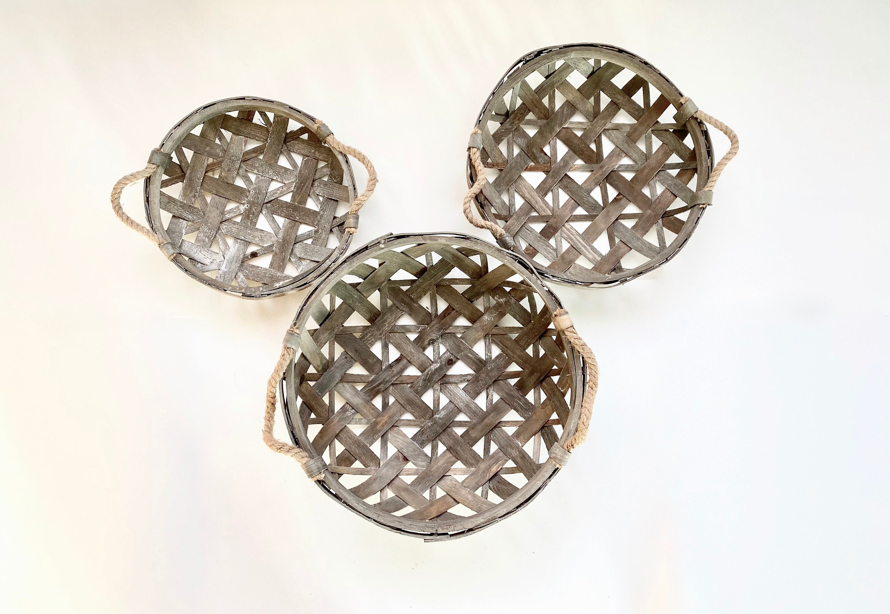 Round Tobacco Baskets Set Large Tobacco Basket Wall Décor Etsy