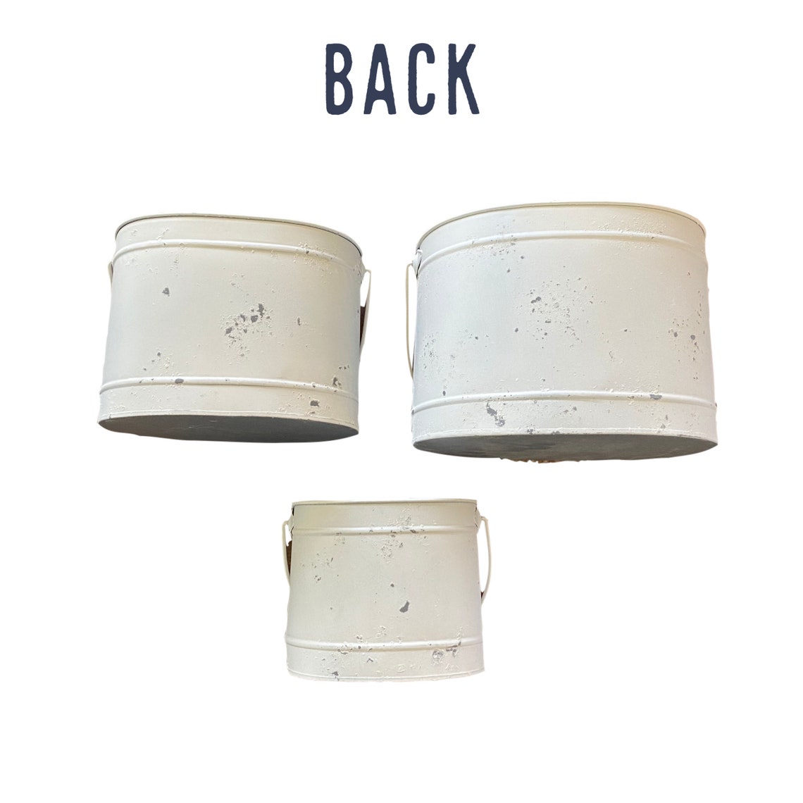 White Metal Bucket Set of 3 White Tin Bucket with Handle Etsy