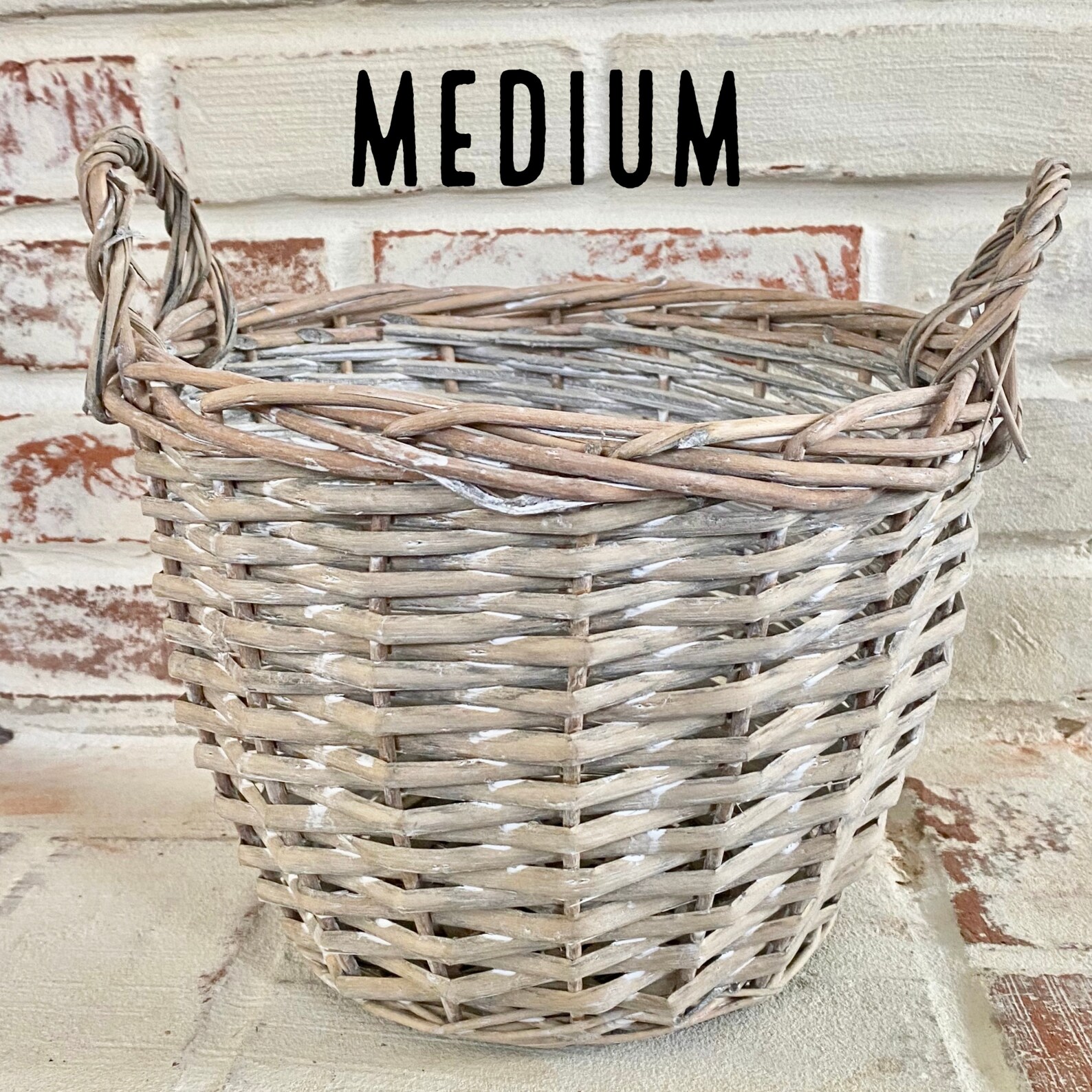 Gray Washed Willow Gathering Baskets Set of 3 Willow Baskets Etsy