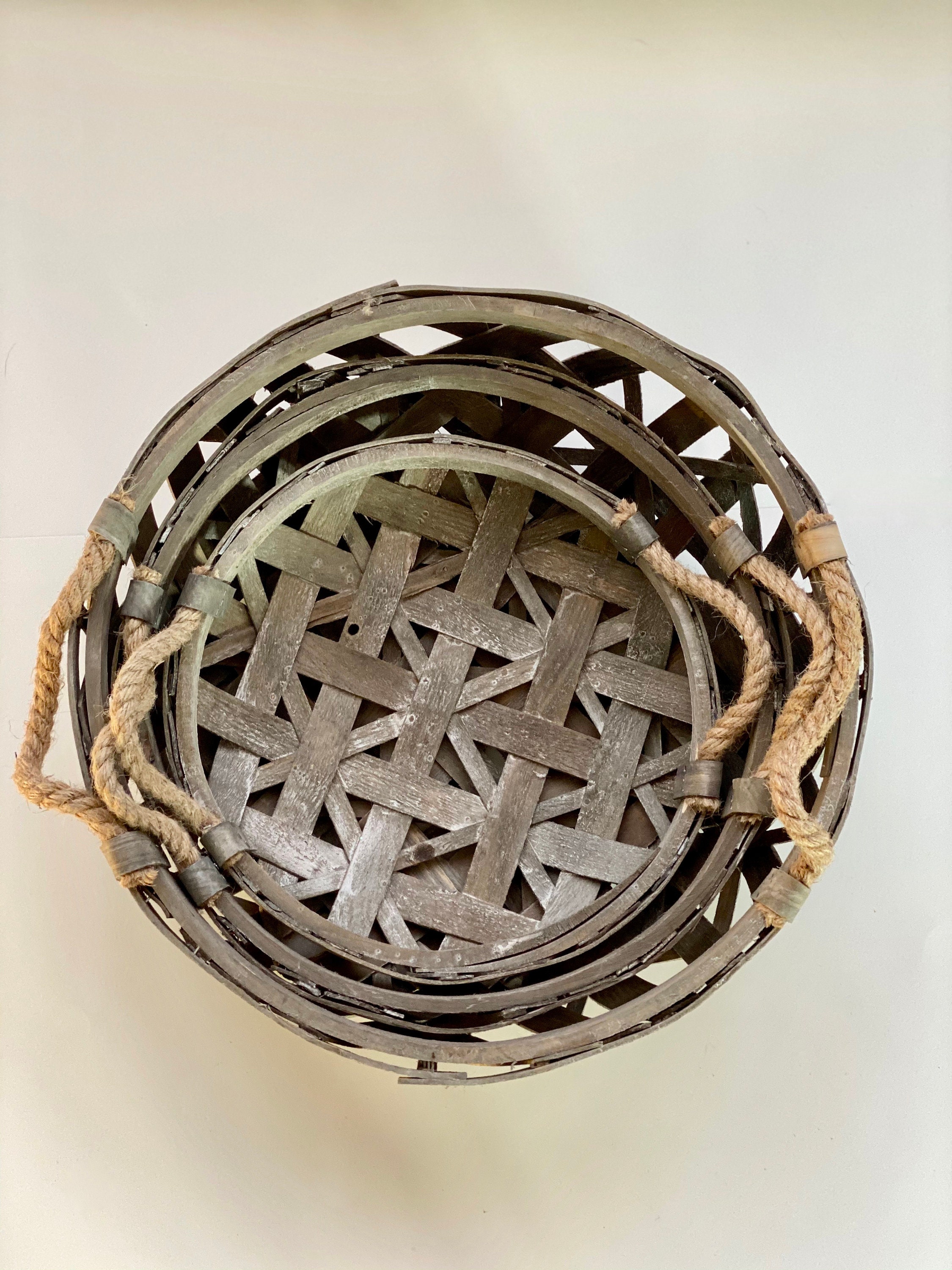 Round Tobacco Baskets Set Large Tobacco Basket Wall Décor Etsy