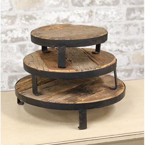 Round Wood Riser Stand Farmhouse Rustic Wooden Riser for Etsy