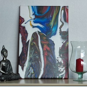Modern abstract painting with pouring technique (coral reefs)