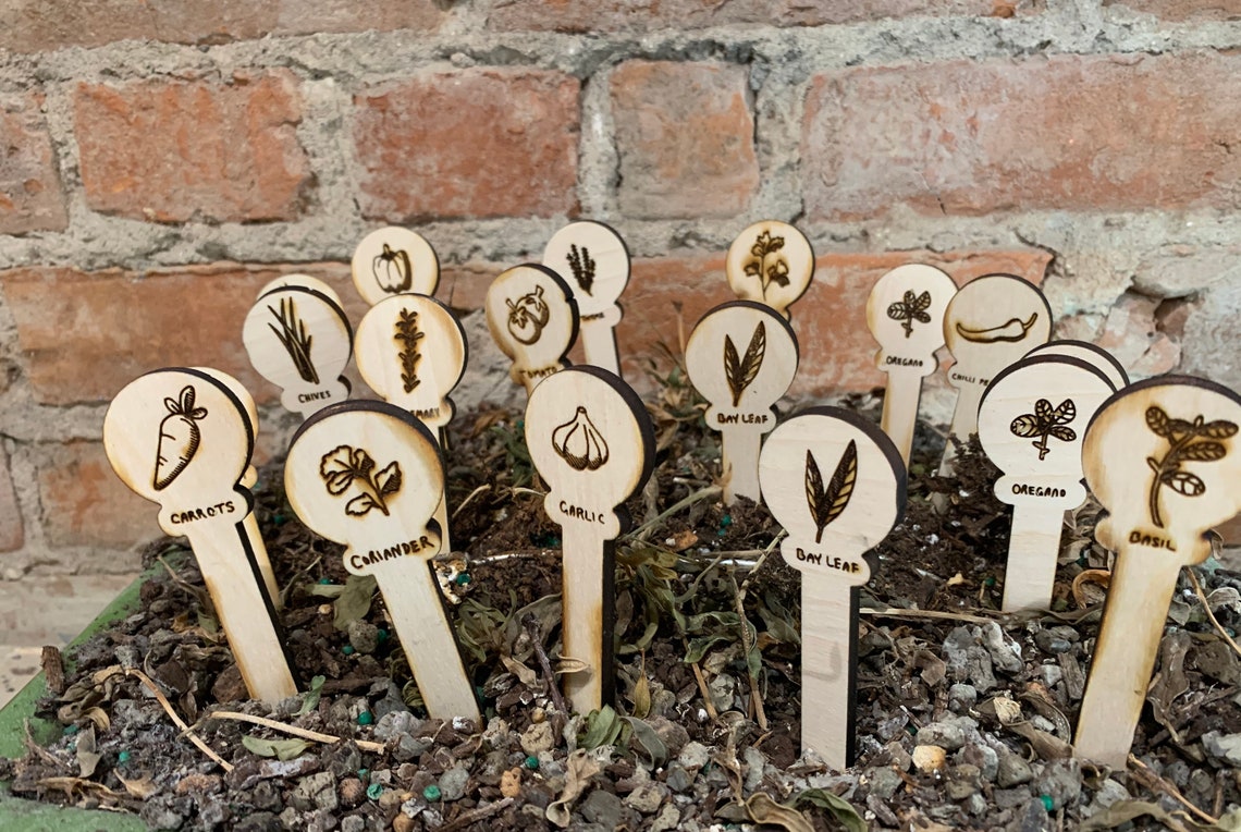 Small Wooden Vegetable Garden Stakes Etsy
