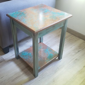 Rustic Copper End Table w/ Hidden Drawer