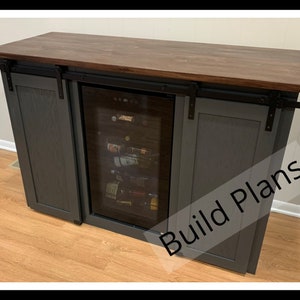 DIY Wine Bar with Wine Cooler Cabinet - Build Plans - PDF Instant Download