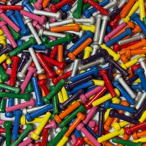 Colorful Painted Game Pegs - 1/4" (7/32” act) x 1-1/16" (6mm x 27mm) Wooden Pegs
