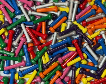Colorful Painted Game Pegs - 1/4" (7/32” act) x 1-1/16" (6mm x 27mm) Wooden Pegs