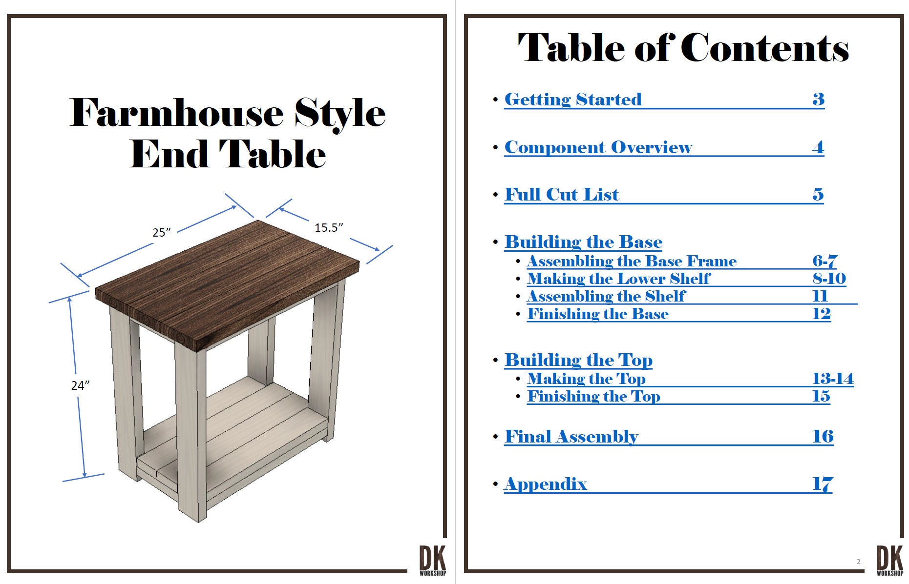Farmhouse End Table Build Plans PDF Instant Download Etsy Canada