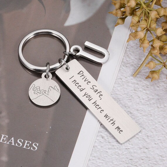 Drive Safe I Need You Here With Me Family Novelty Keyring Keychain Free Gift Bag 