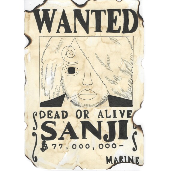 Poster Wanted Sanji Etsy