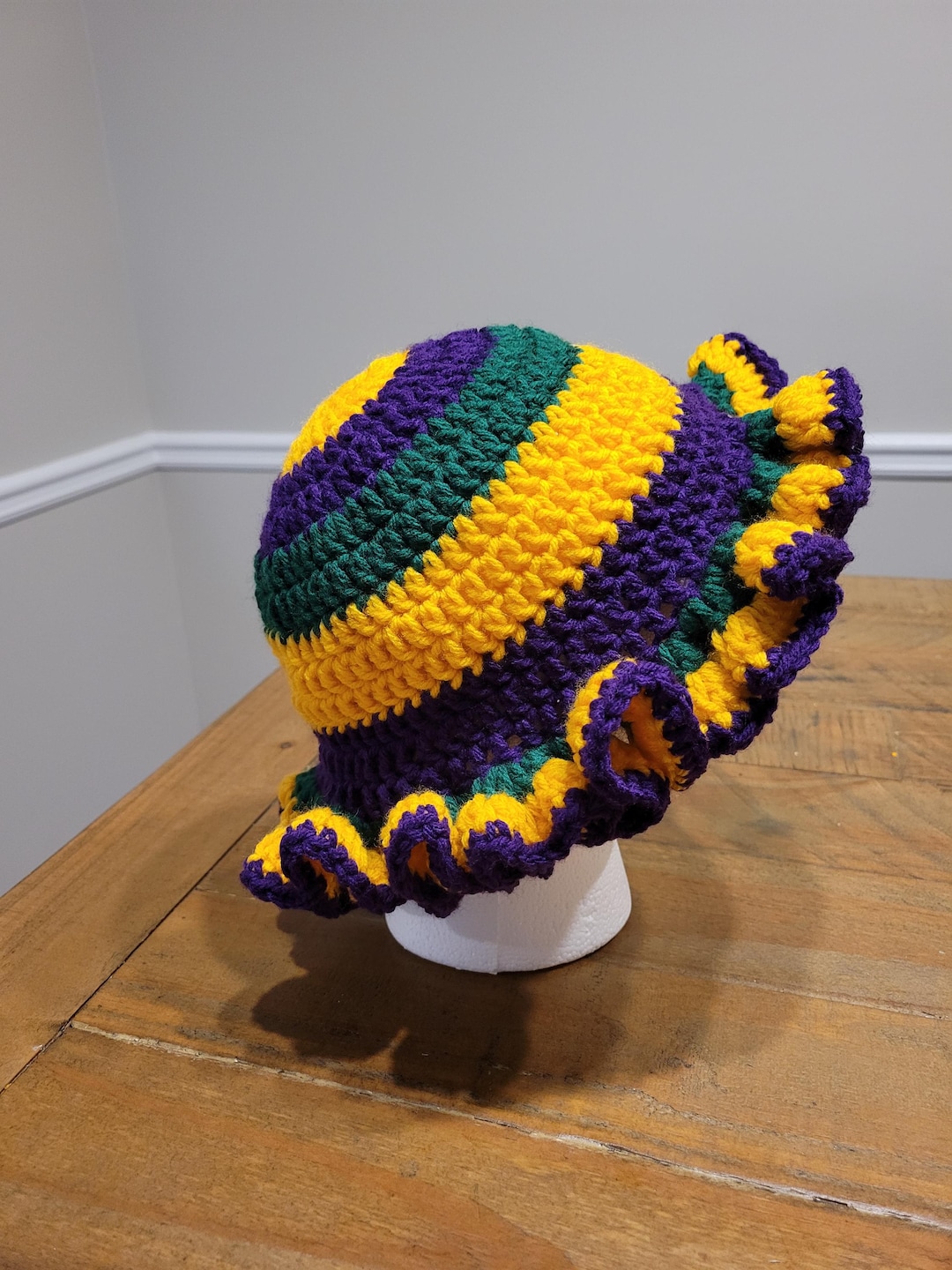 Mardi Gras Style Ultra Ruffle Hat Mardi Gras Hat- Green & Gold Ruffles — DREAM HOUSE main image 3